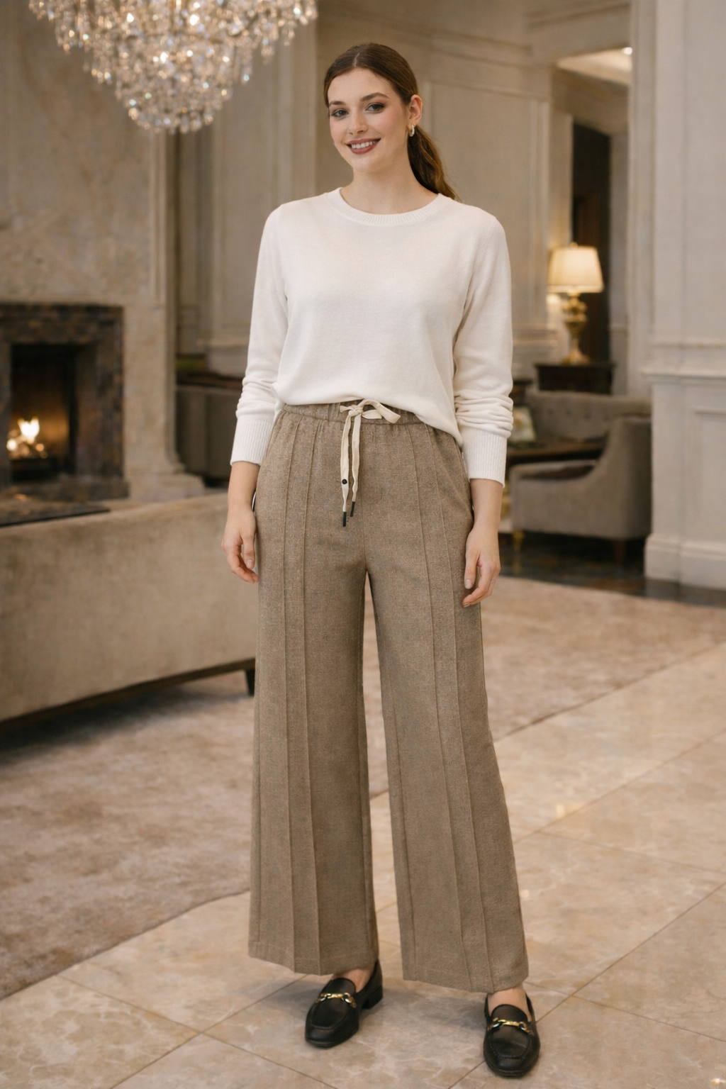 Брюки свободного кроя с кулиской