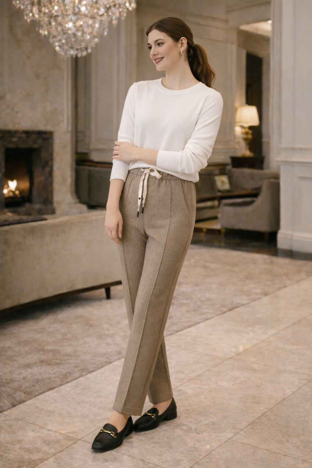 Брюки свободного кроя с кулиской