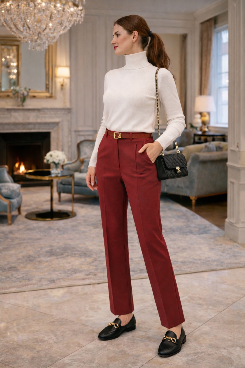 брюки бордо